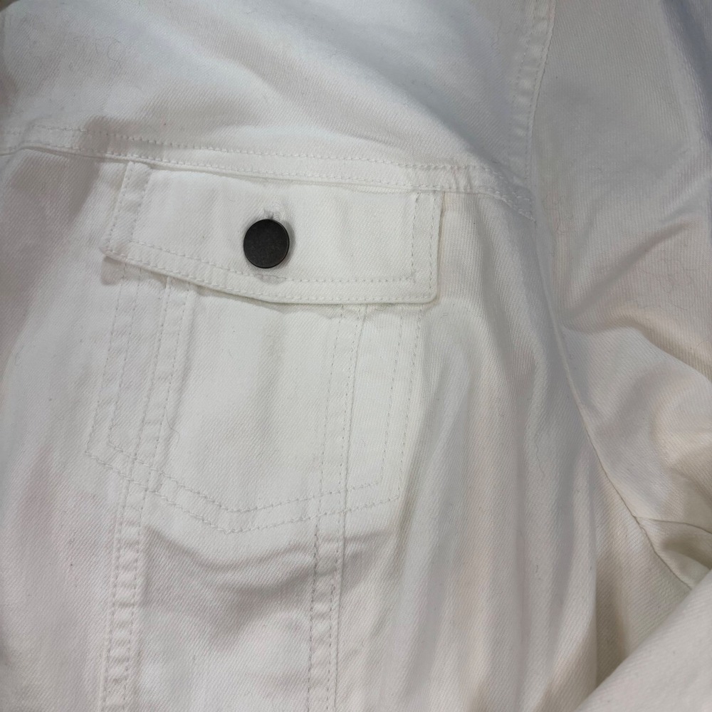 J. Jill Plus 3X  White Denim Jean Jacket Women's White Front Long Sleeve Stretch - Picture 9 of 9